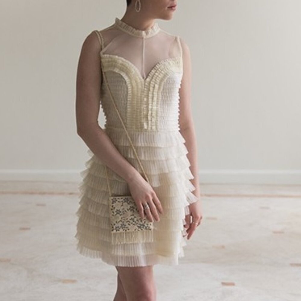 Free People Tiered Ruffle Lace Mini Dress